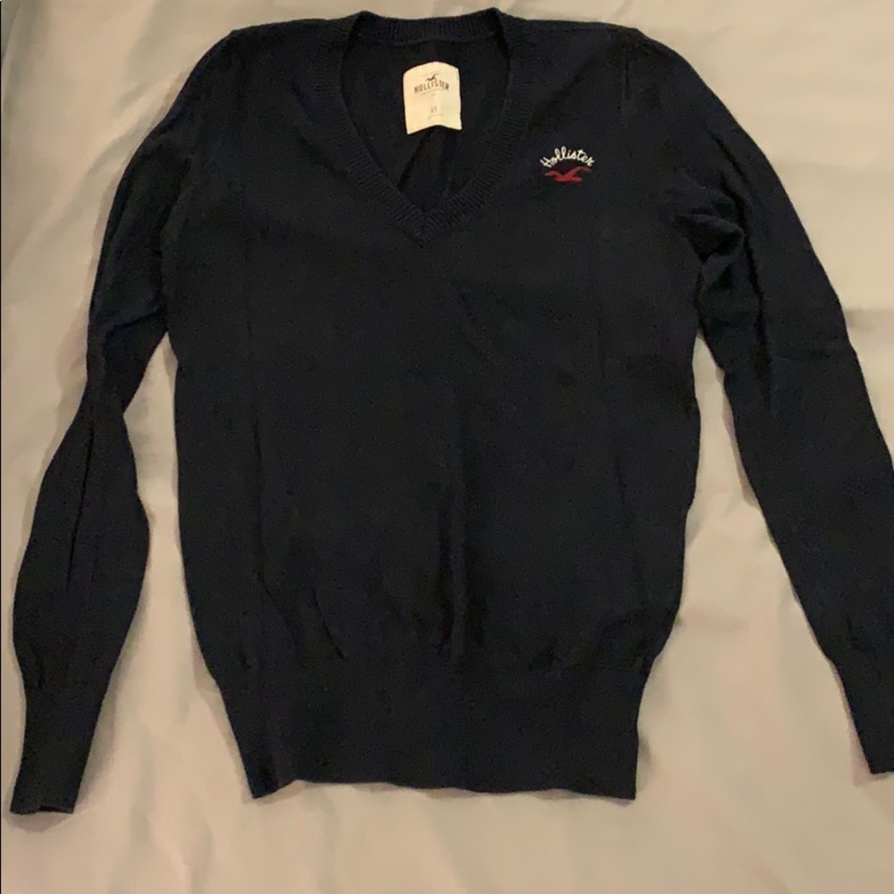 Hollister Navy Blue V-Neck Sweater XS